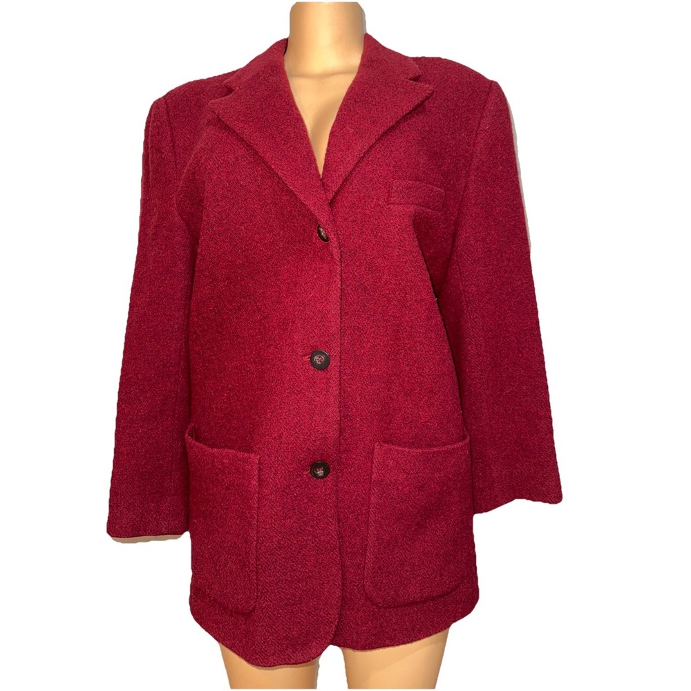 Eddie Bauer Women's Size  Medium 100% Wool Red Made in USA‎ 3 Button Blazer